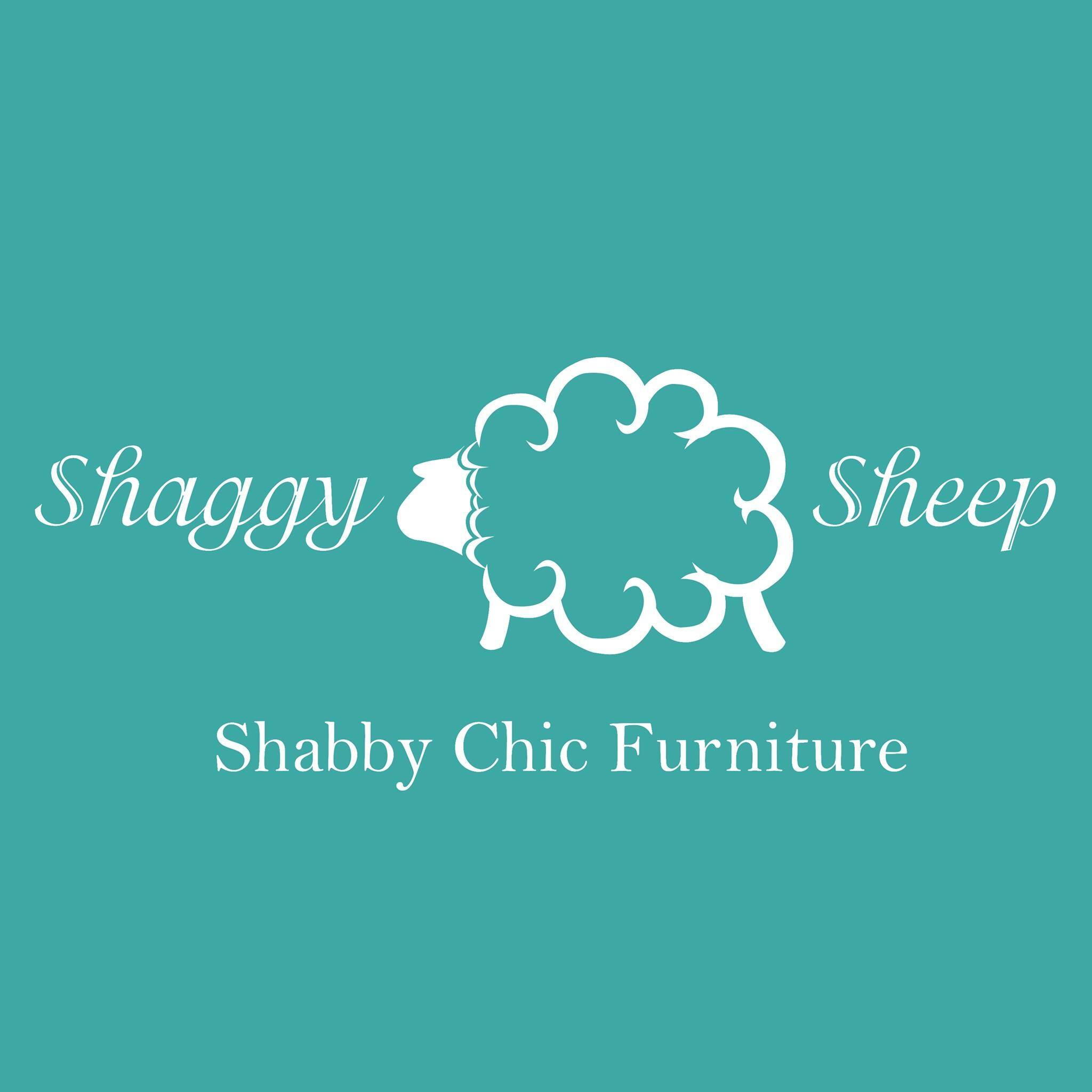 Shaggy Sheep Logo Logo of a curl sheep outline, text says Shaggy Sheep, Shabby Chic Furniture